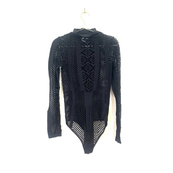 House London Bodycon Leotard Bodysuit Shirt Black Cutout - Picture 11 of 11